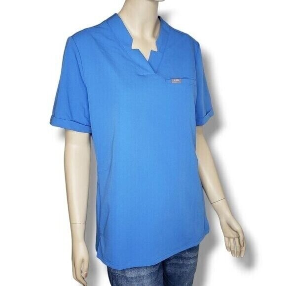 Figs Inala Slim Scrub Top Womens Large Blue W22SW1010 - Picture 2 of 9
